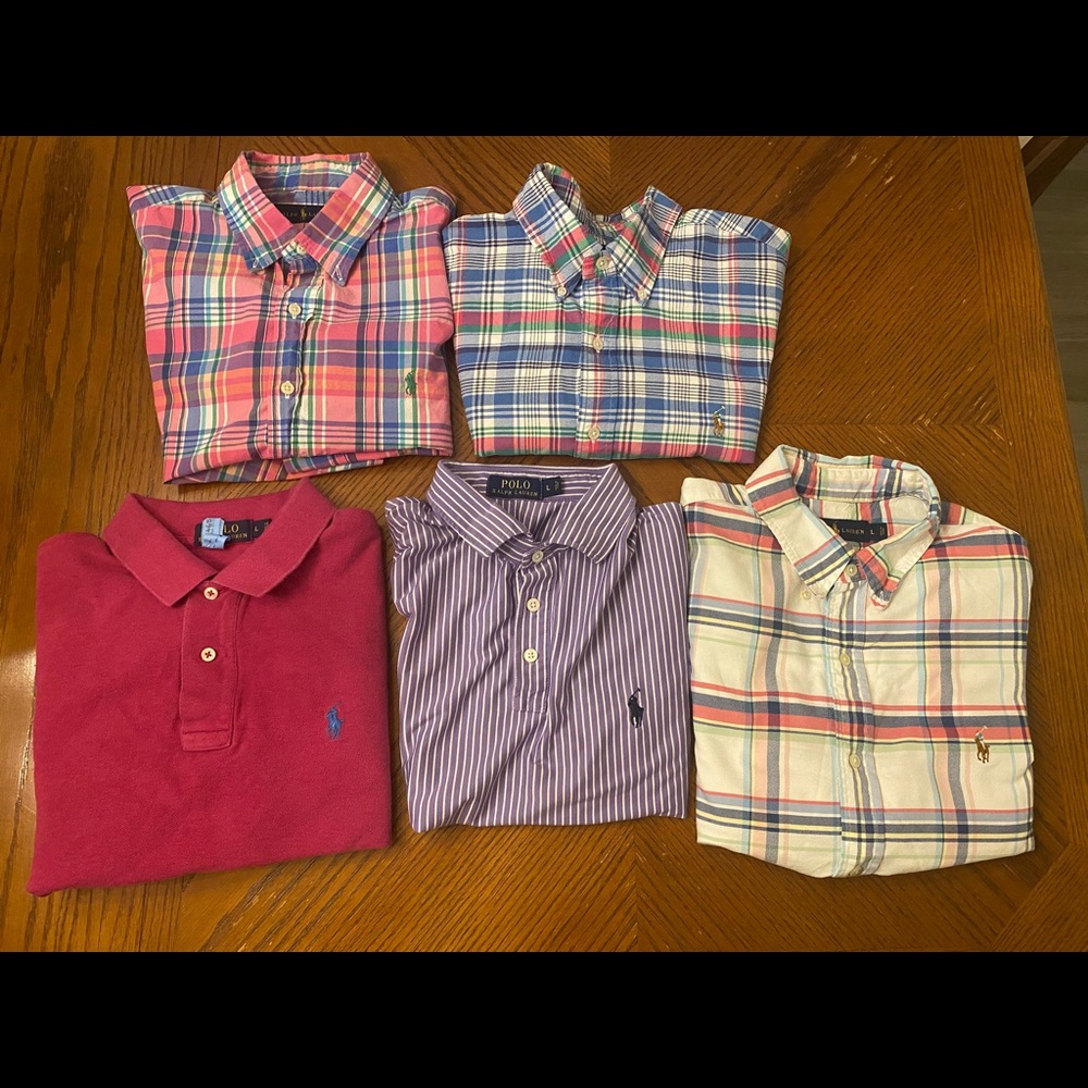 Lot of five polos from Ralph Lauren.